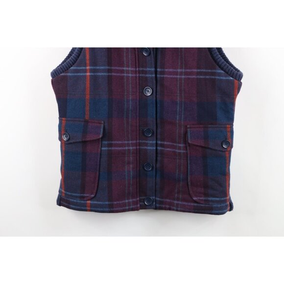 Vintage Woolrich Womens Size Medium Faded Wool Puffer Vest Jacket Rainbow Plaid - Picture 3 of 11